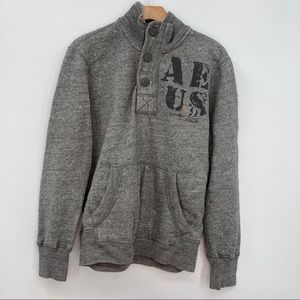 American Eagle Gray High Neck Button Up Sweatshirt